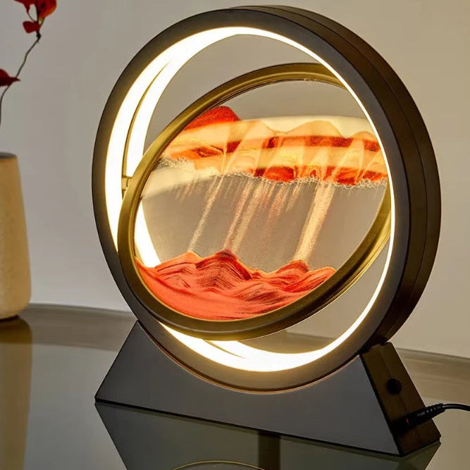 LED Light Creative Quicksand Table Lamp Moving Sand Art Picture 3D Hourglass Deep Sea Sandscape Bedroom Lamp for Home Decor Gift